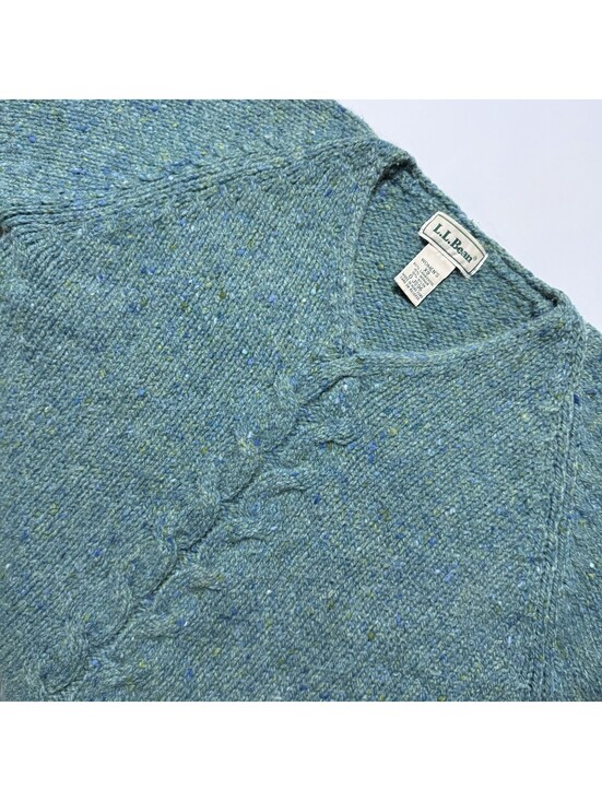L.L. Bean Sweaters - Vintage LL Bean Mohair Lambswool Blend Aqua Pullover Sweater Thick Knit Women XS